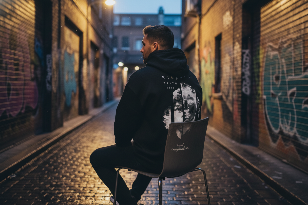 Black Hoodie with Creative Back Artwork