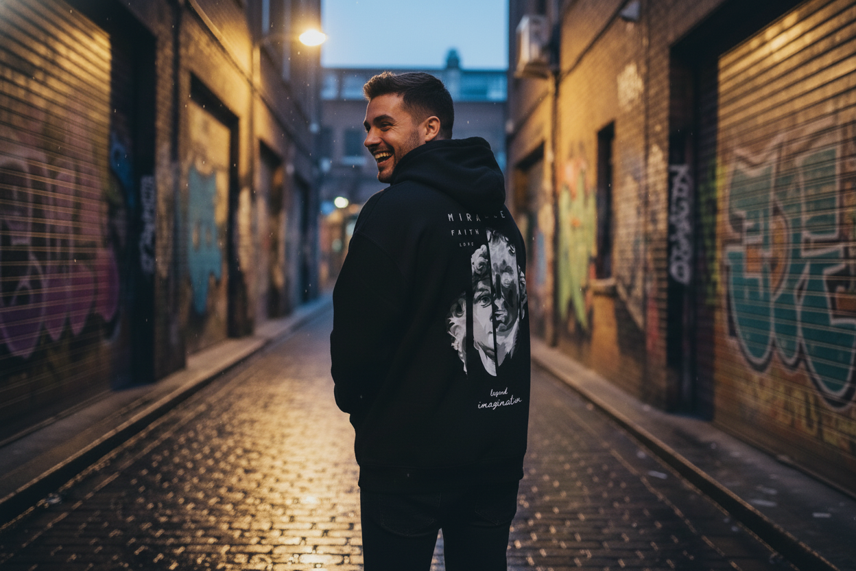 Black Hoodie with Creative Back Artwork