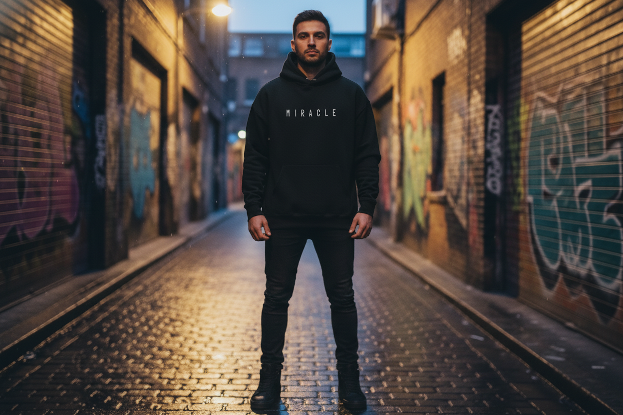 Black Hoodie with Creative Back Artwork